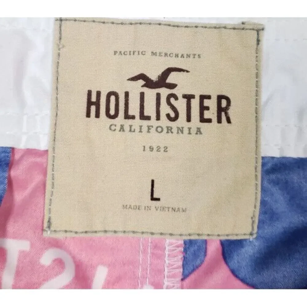 Hollister Board Shorts Mens Pink Blue Hawaiian Tropical Floral Swim Trunks Large